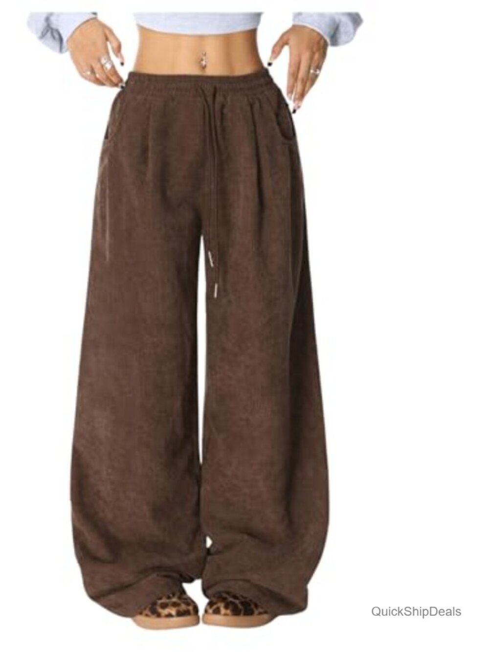 Wide Leg Corduroy Pants High Waist Barrel Palazzo Comfy Baggy Trousers